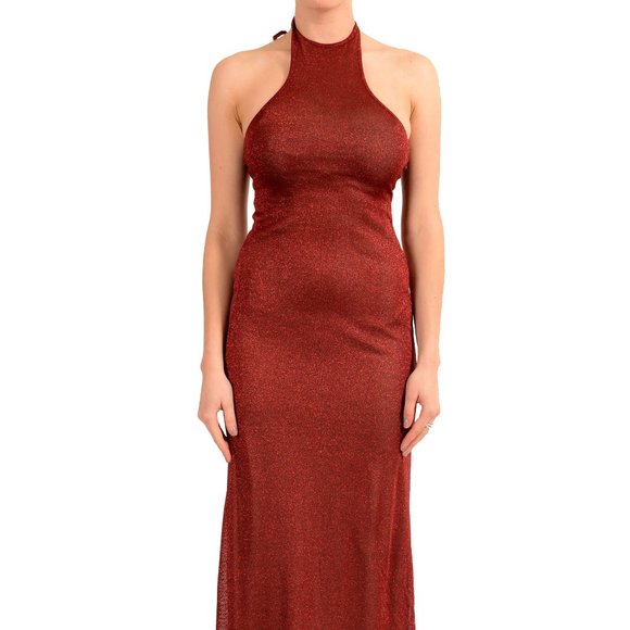 red halter maxi dress